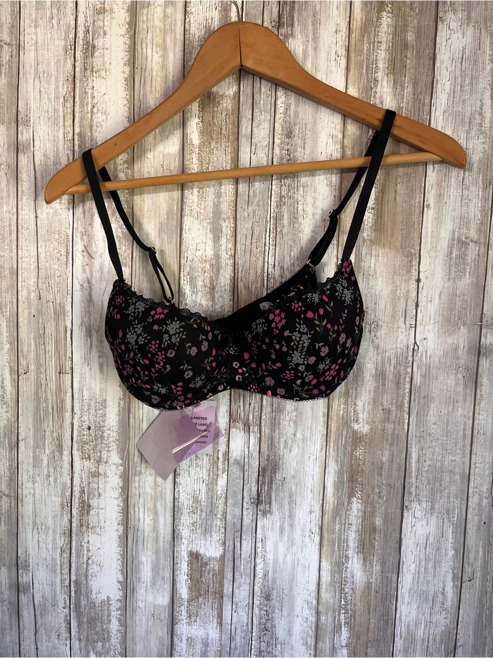 NWT Savage X Fenty Floral Mesh Underwire Bra Black Pink 32B